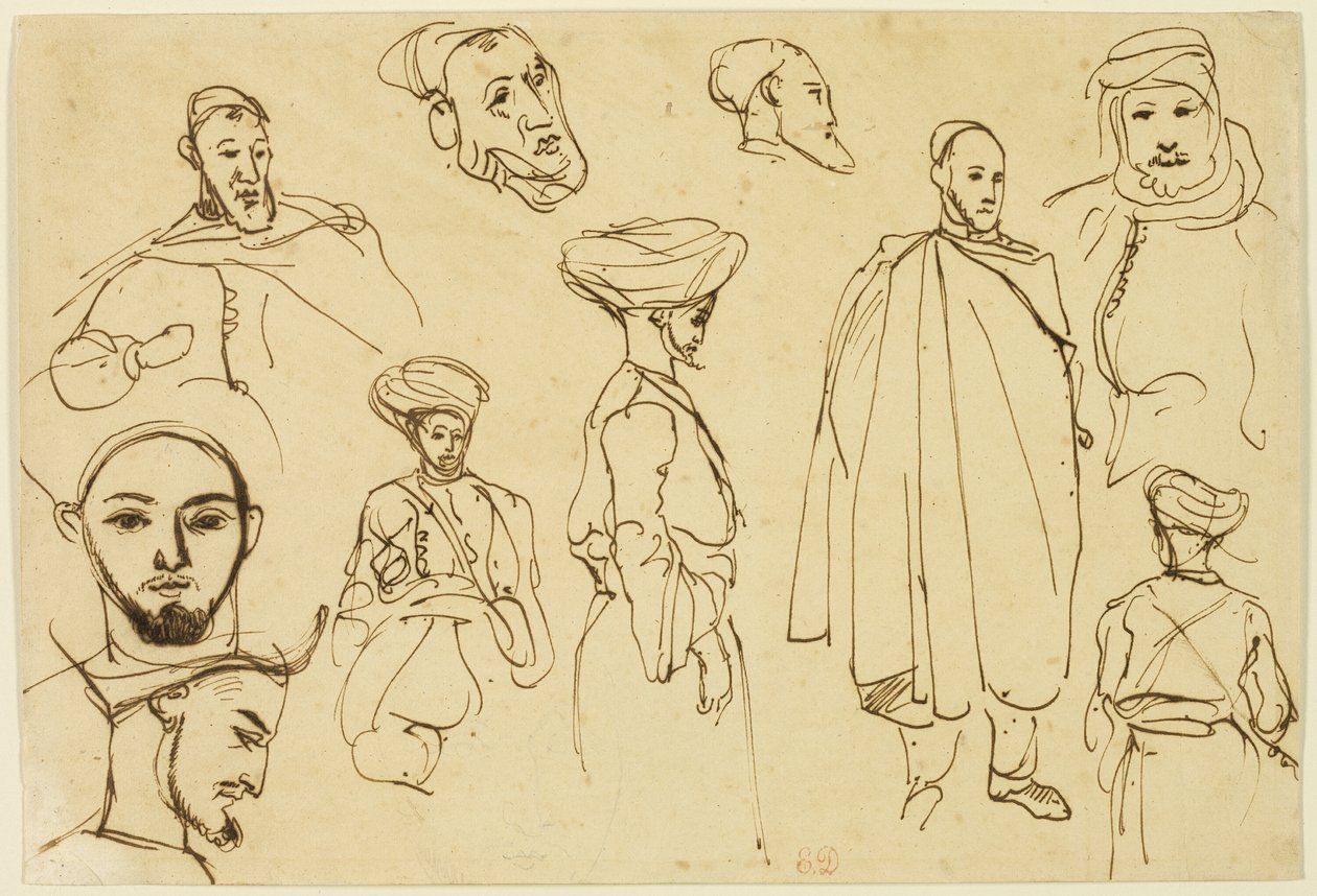 Skitser af algeriske mænd af Eugène Delacroix