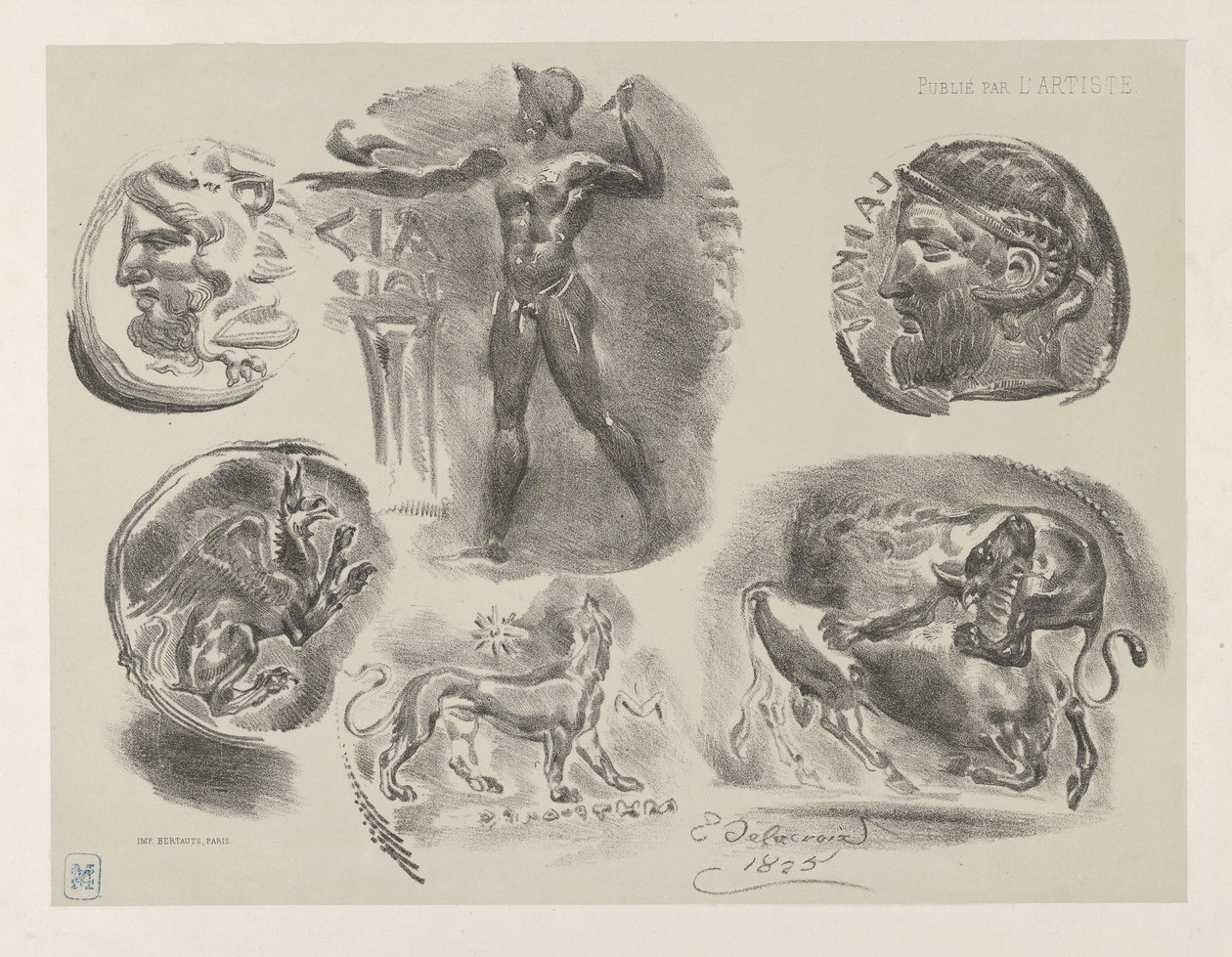 Studier af seks græske mønter, 1825., 1825. af Eugène Delacroix