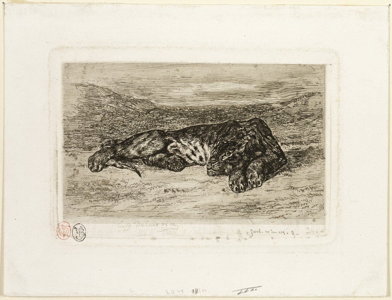 Tiger hviler i ørkenen af Eugène Delacroix