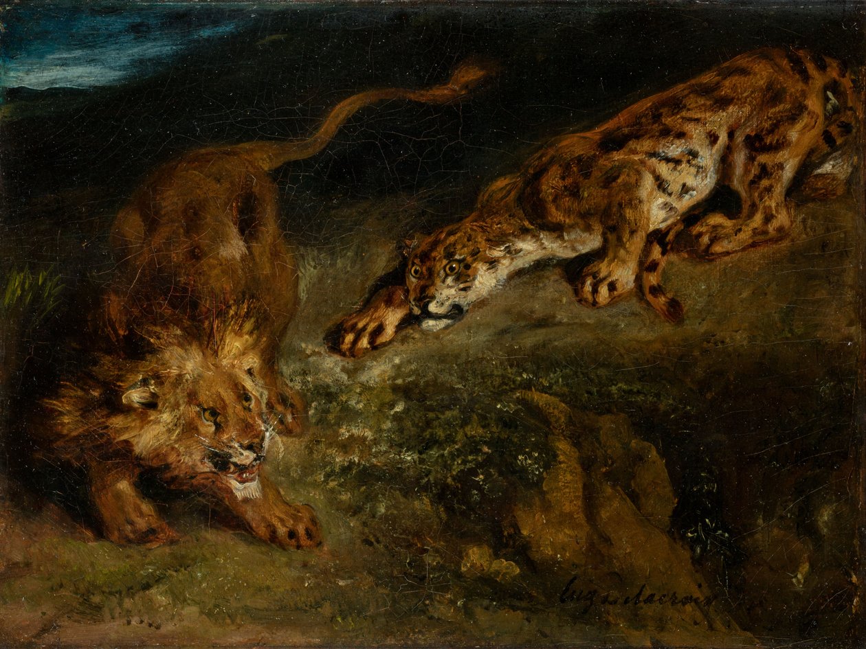 Tiger og løve af Eugène Delacroix