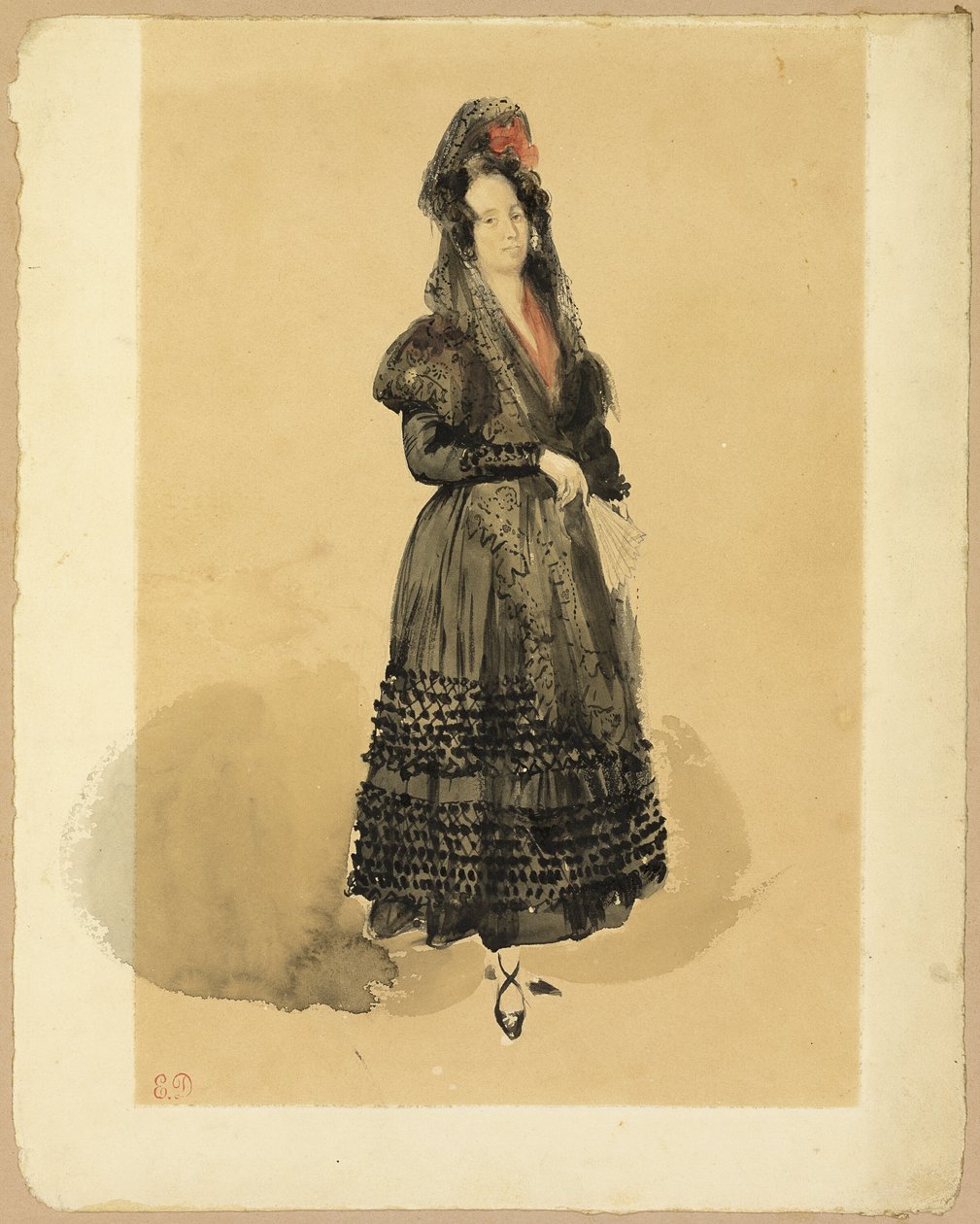 Ung spansk dame i Manola-dragt af Eugène Delacroix