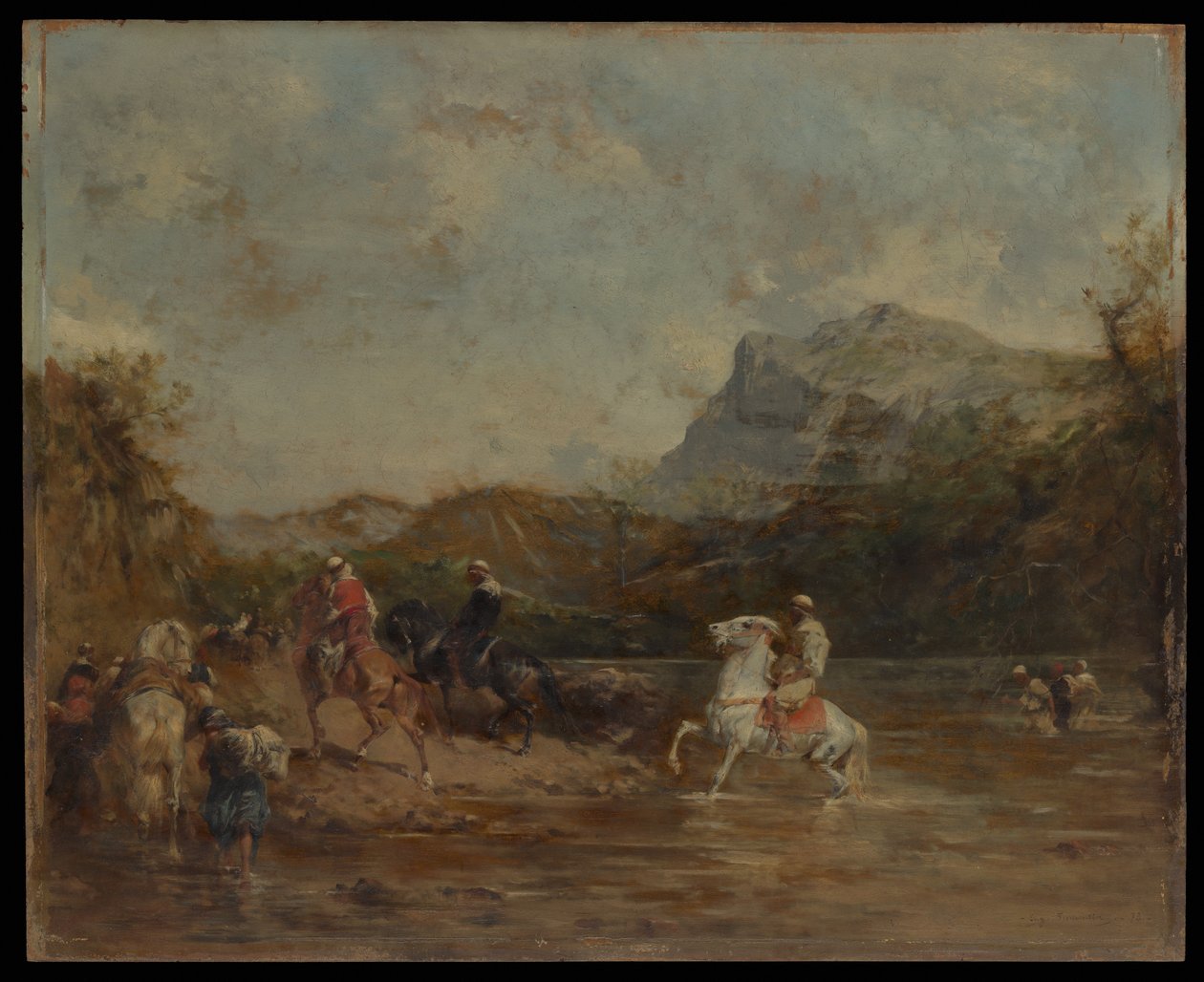 Arabere krydser et vadested, 1873. af Eugène Fromentin
