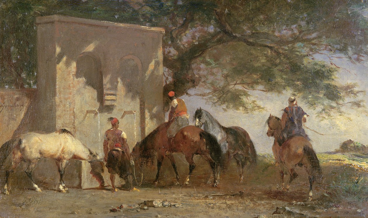 Arabere der vander deres heste, ca. 1865-75 af Eugène Fromentin