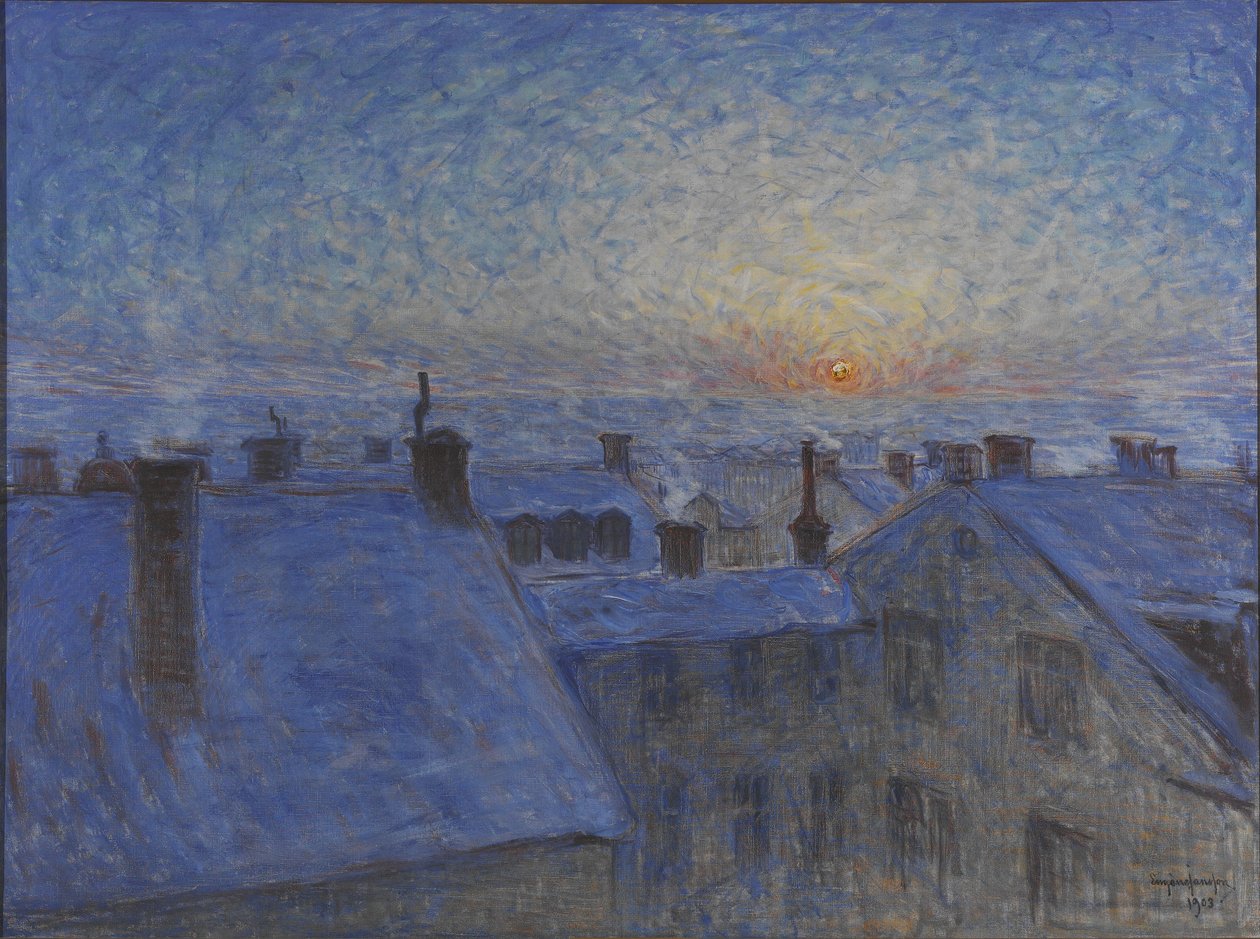 Solopgang over Stockholms tage, 1903 af Eugène Jansson