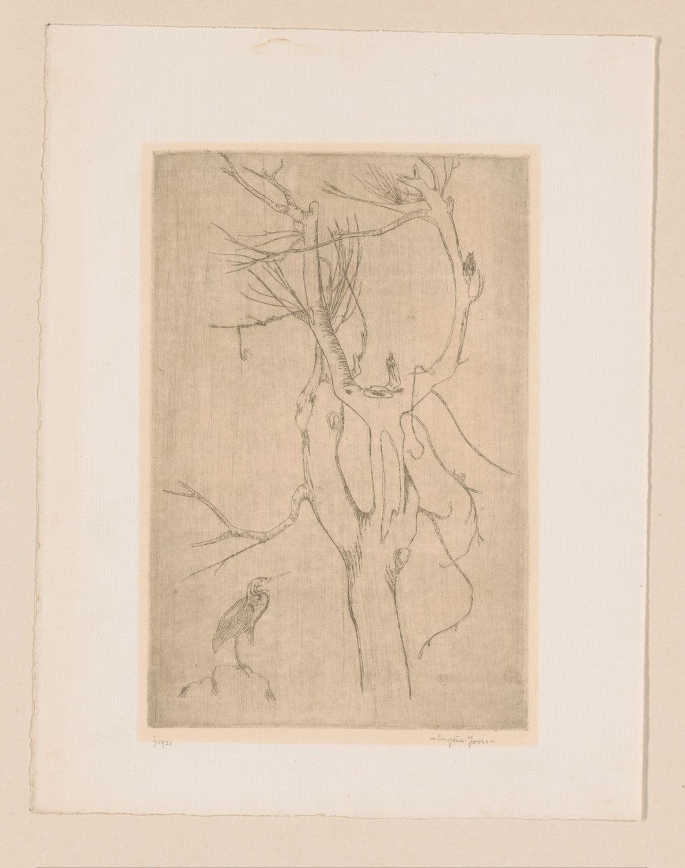 Træ og hejre af Eugène Joors (signed by artist)
