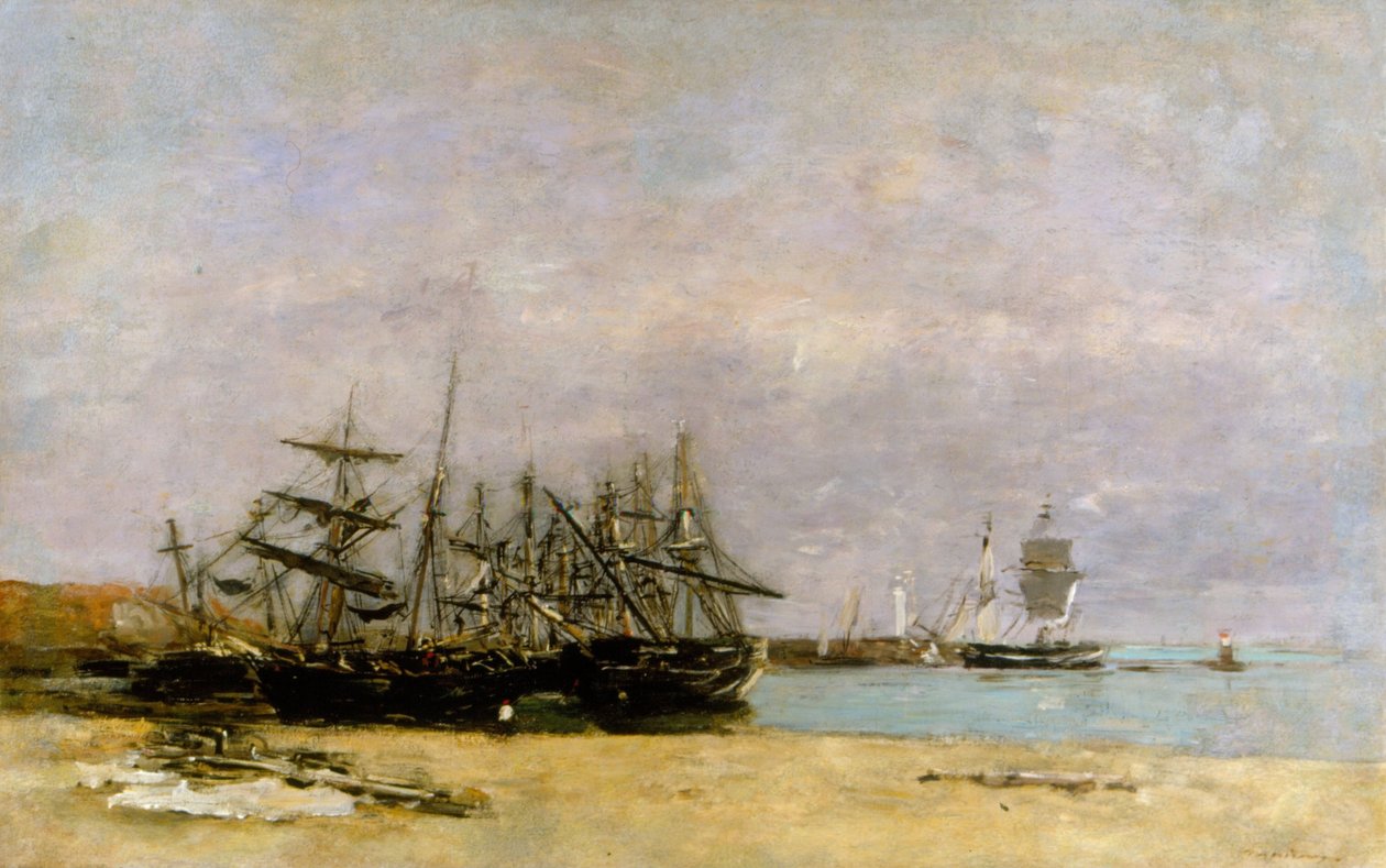 Portrieux - Strandede skibe af Eugene Louis Boudin