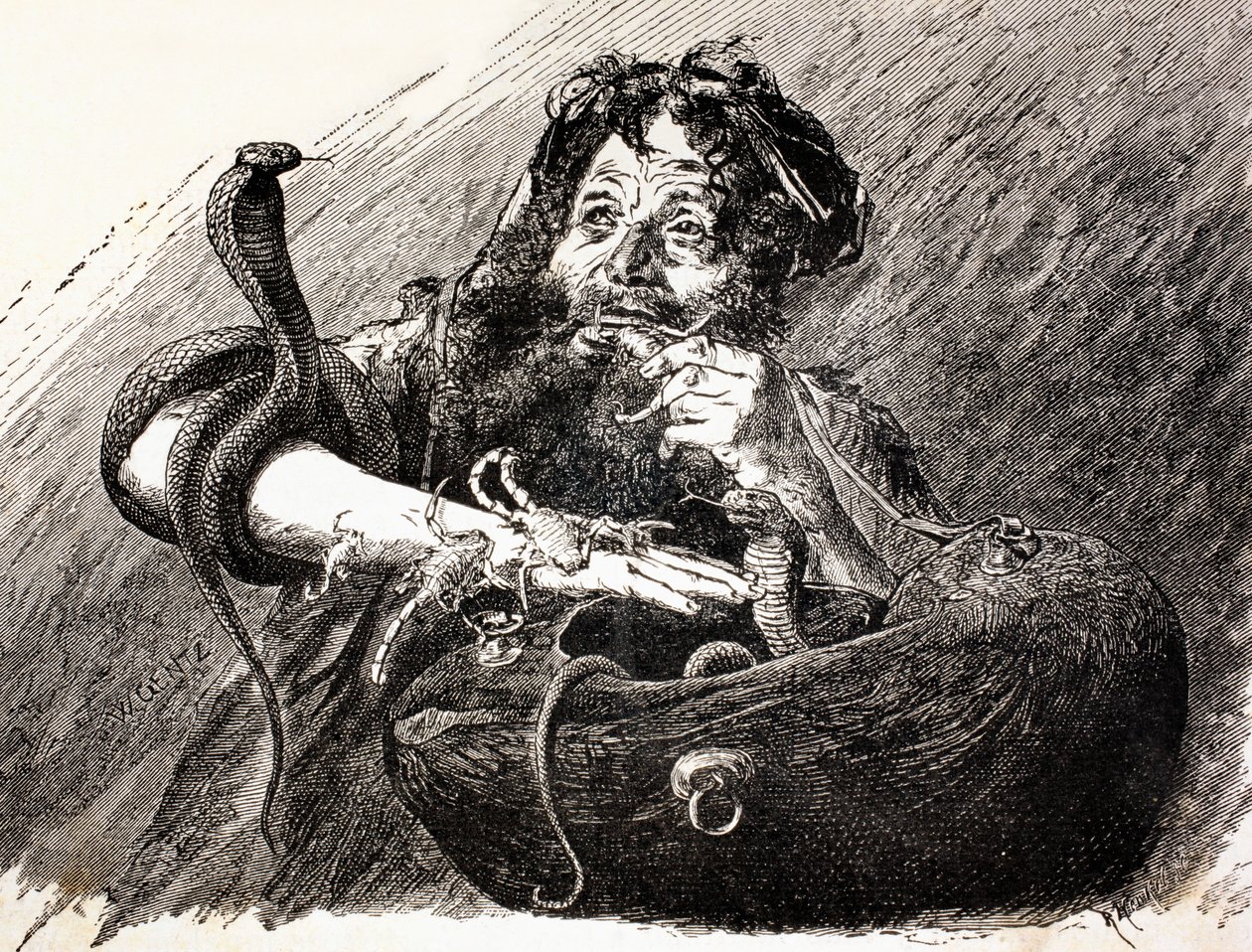 En egyptisk dervish i det 19. århundrede, der spiste skorpioner. Fra El Mundo Ilustrado, udgivet Barcelona, 1880. af European School