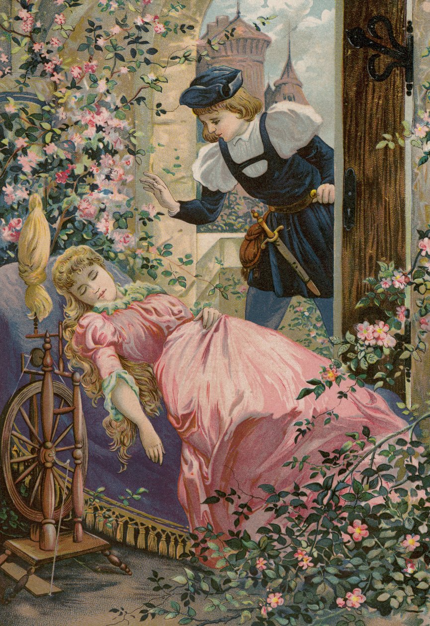 Grimms fortællinger: Briar Rose (chromolitho) af European School