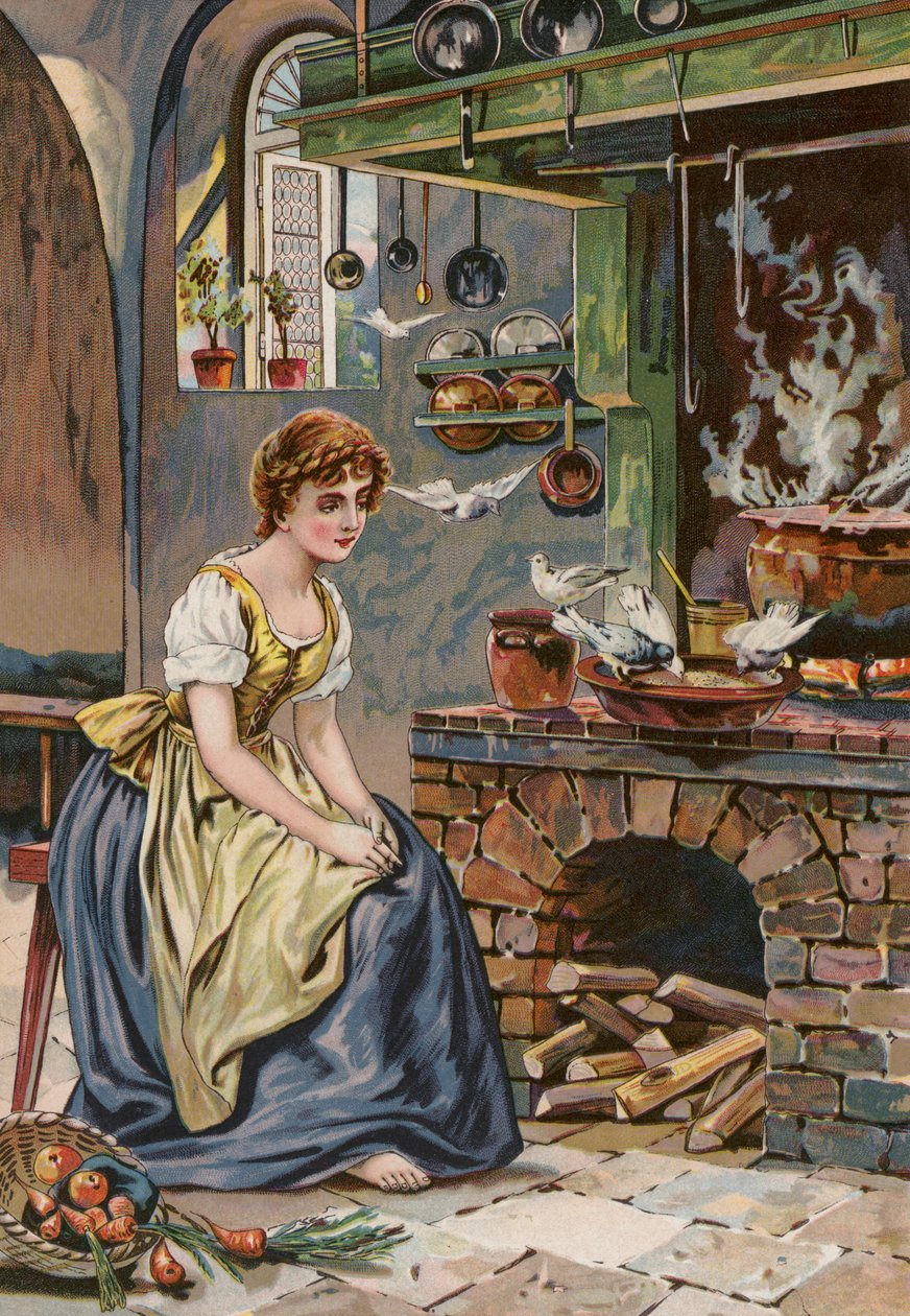 Grimms fortællinger: Askepot (chromolitho) af European School