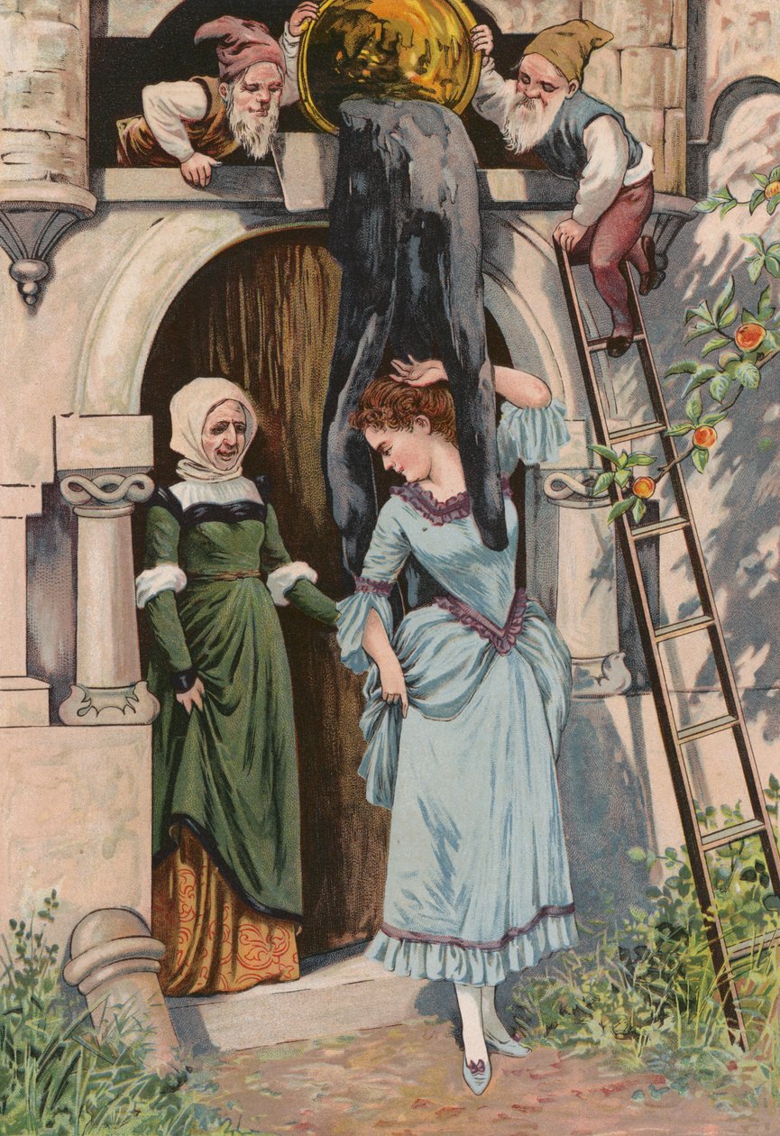 Grimms fortællinger: Gamle Mor Frost (chromolitho) af European School