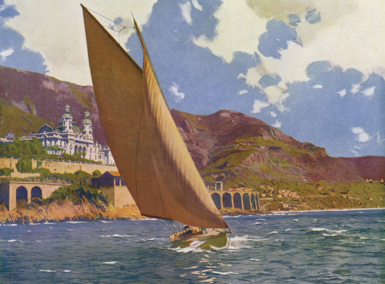 Monte-Carlo, The Yacht Race (farvelitografi) af European School
