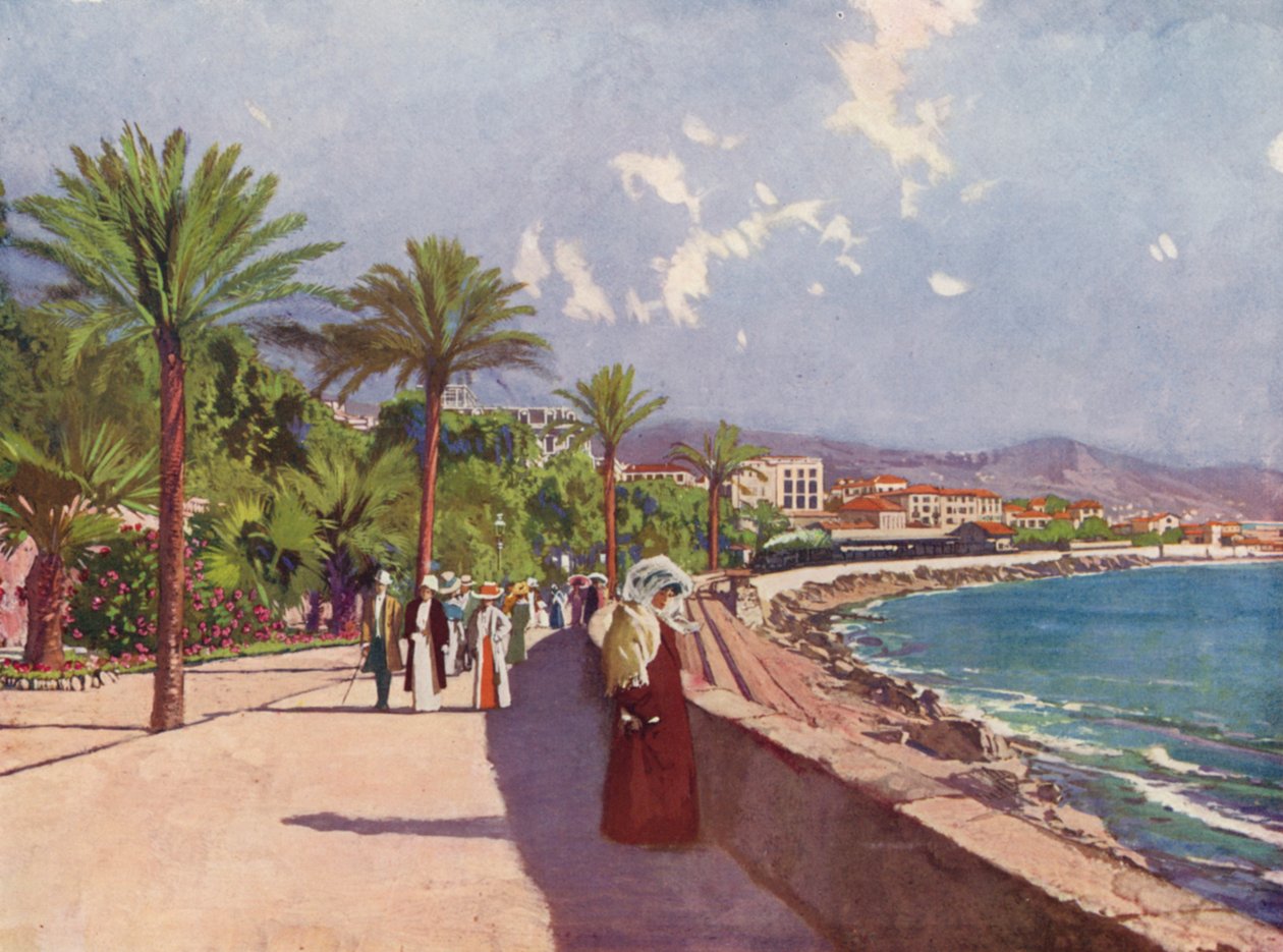 San-Remo, La Promenade (farvelitografi) af European School