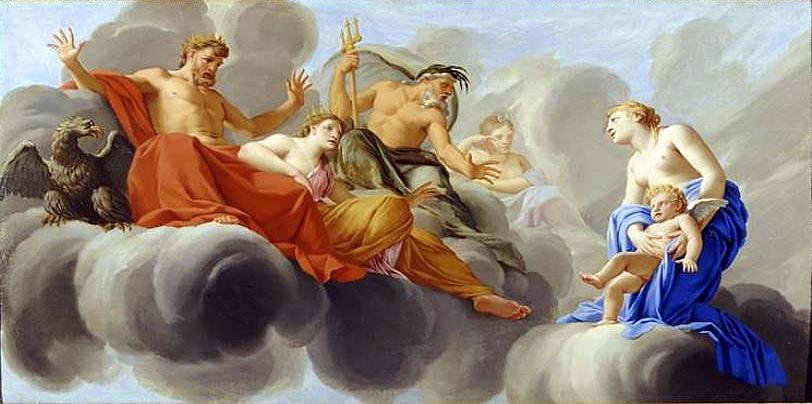  Livet af Amor - Venus præsenterer Amor for Jupitern af Eustache Le Sueur