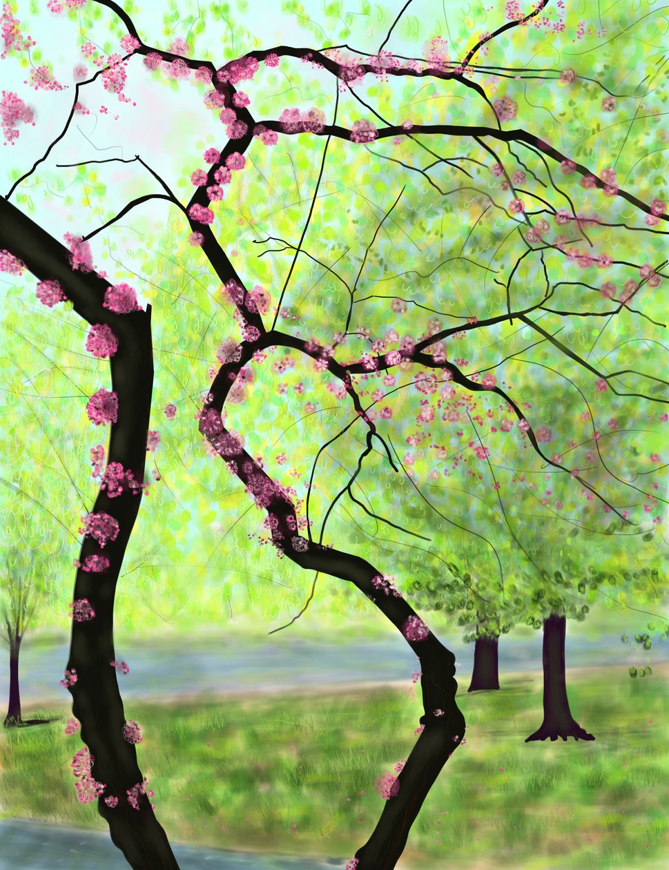 Blomstrende træ, Brooklyn (digital kunst) af Evan Sklar