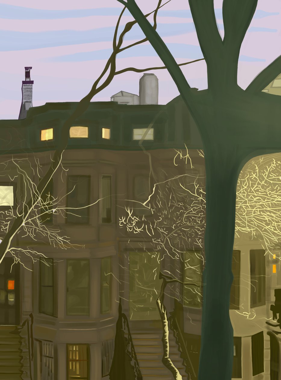 Brownstone At Night (digital kunst) af Evan Sklar