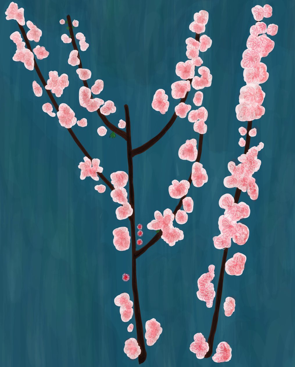 Kirsebærblomstrende grene, Brooklyn (digital kunst) af Evan Sklar