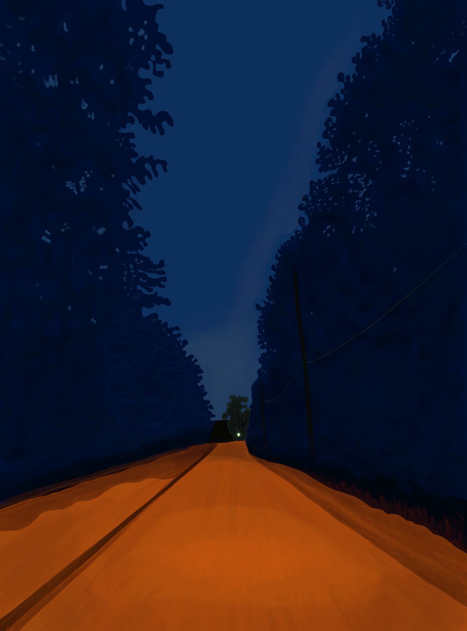 Dirt Road At Night, Brooklyn (digital kunst) af Evan Sklar