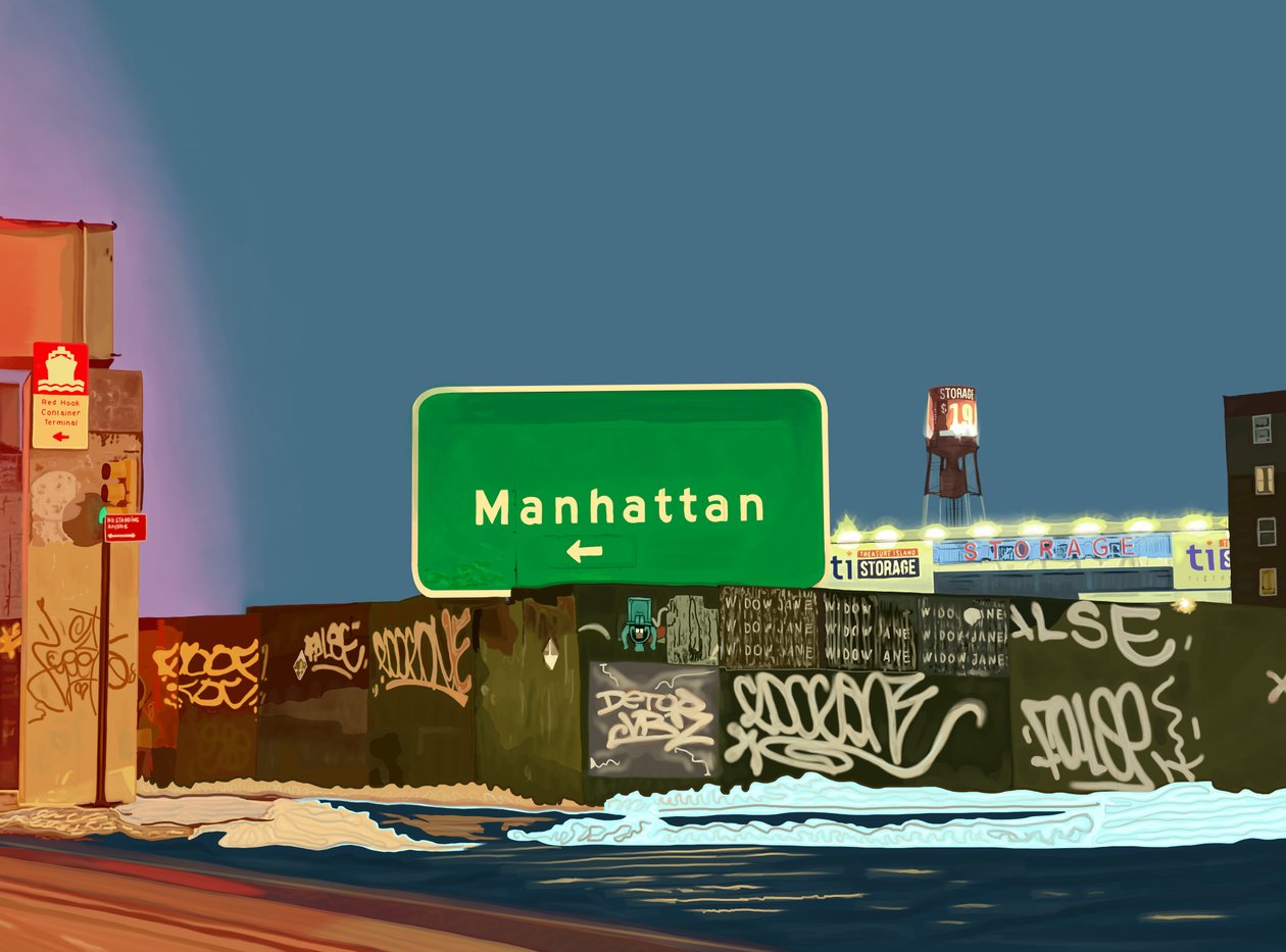 Hamilton Avenue Exit, Brooklyn (digital kunst) af Evan Sklar