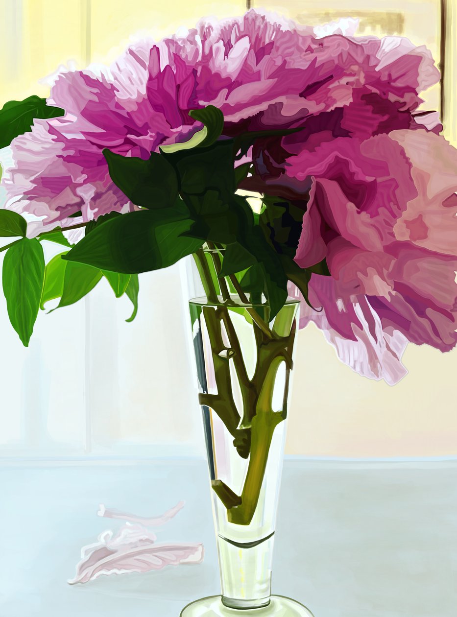 Magenta pæoner i vase (digital kunst) af Evan Sklar
