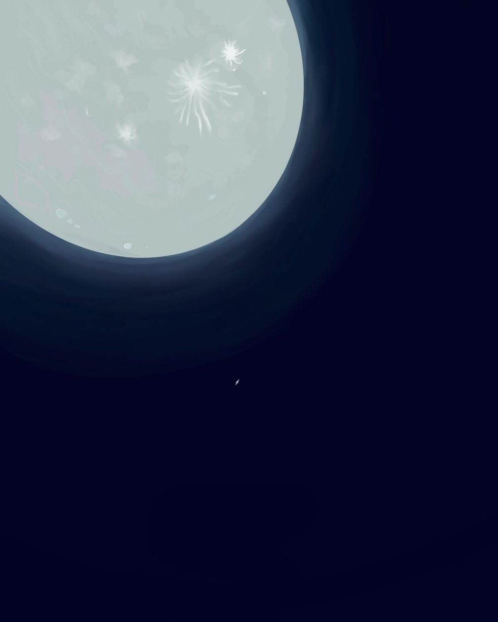 Månen og Saturn, ca. 2020-24 (digital kunst) af Evan Sklar