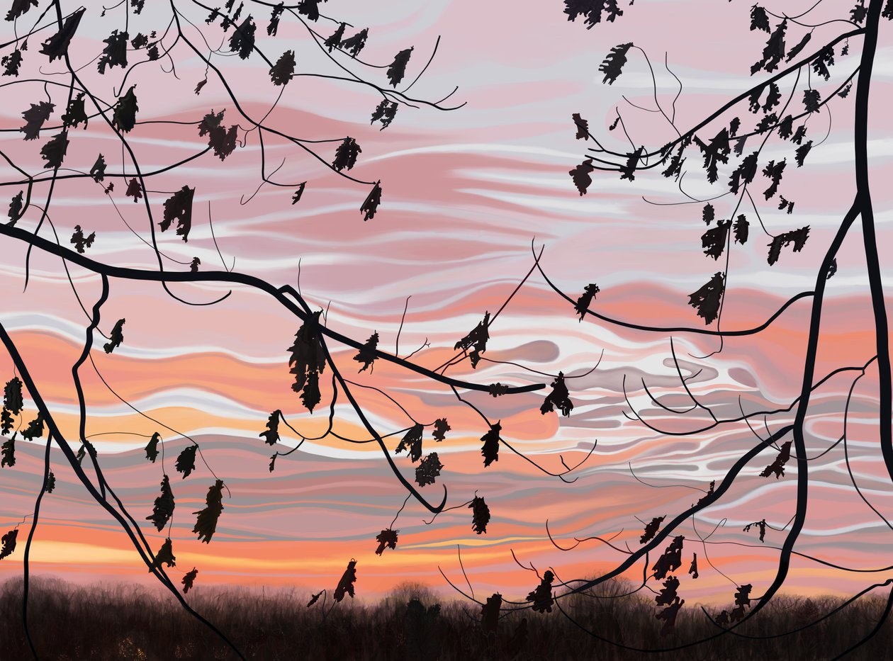 Egeblade og himmel, Brooklyn (digital kunst) af Evan Sklar