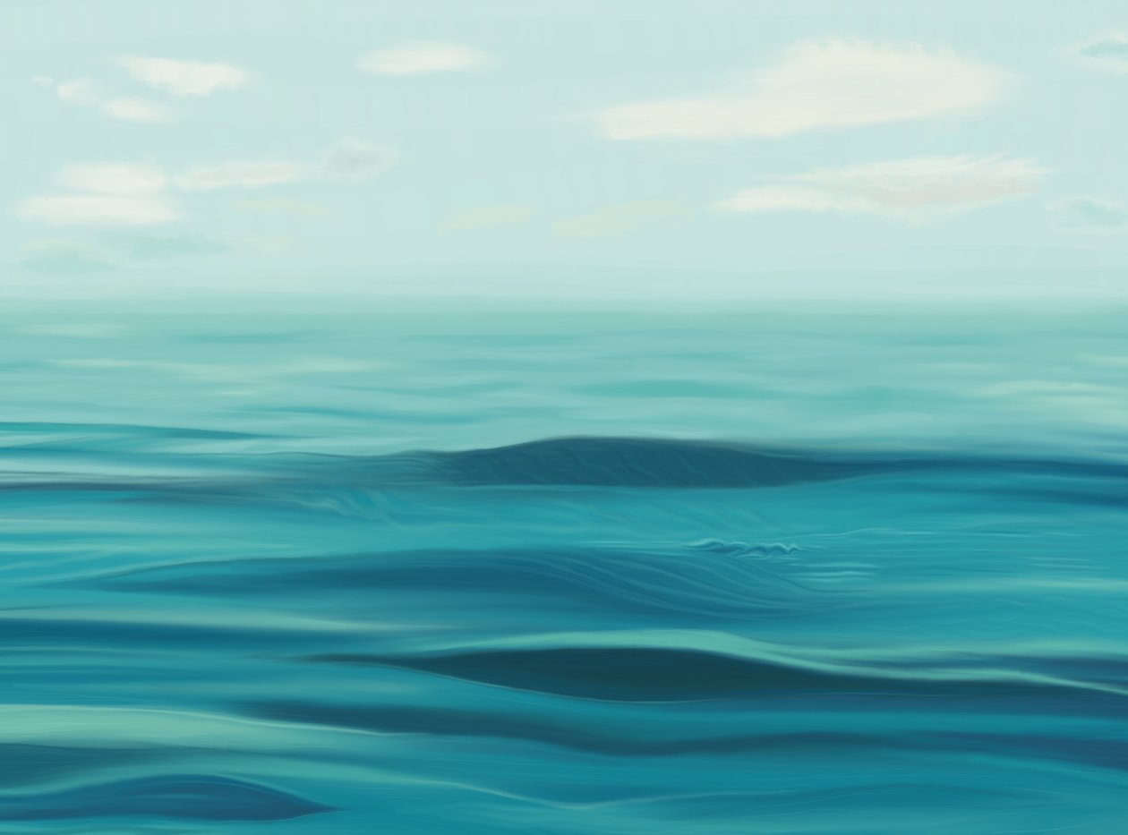 Hav, himmel og dis. (digital kunst) af Evan Sklar