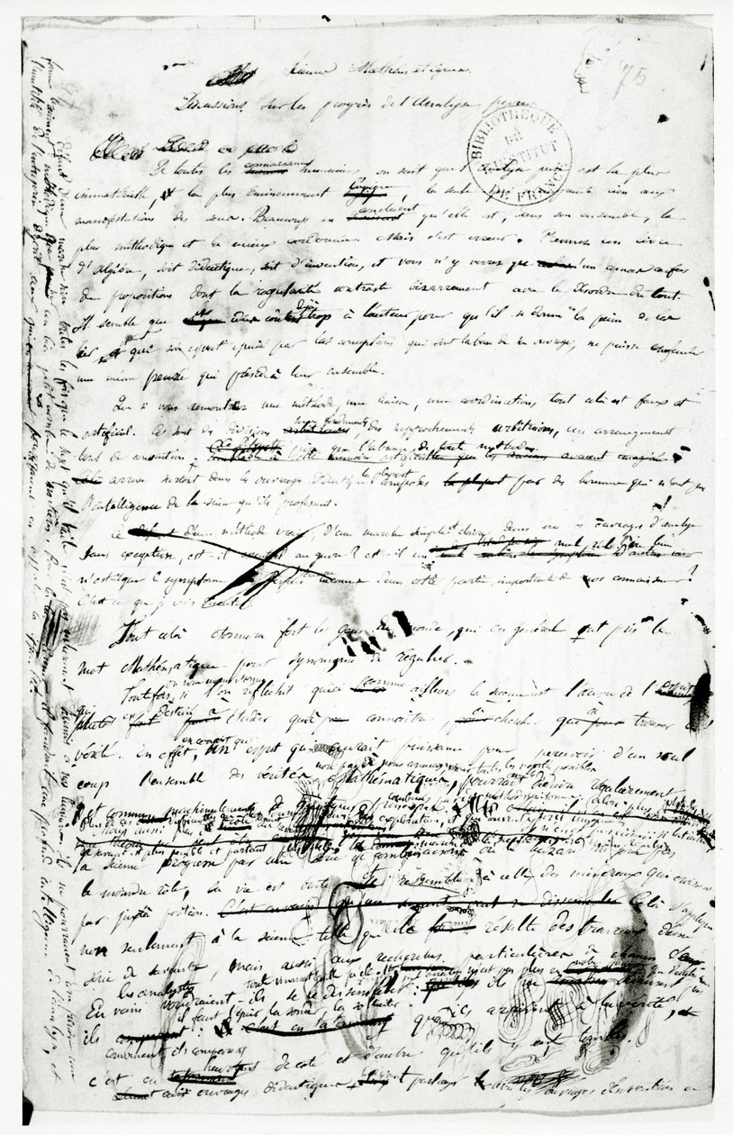 Manuskript om de fremskridt, der er gjort inden for ren analyse, ca. 1830 (pen og blæk på papir) af Evariste Galois