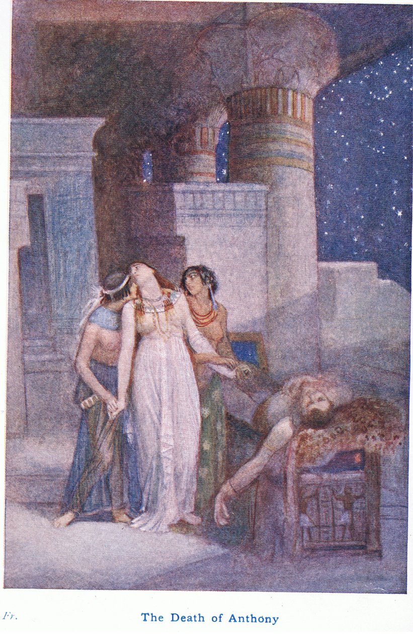 Anthonys død (farve litho) af Evelyn Paul