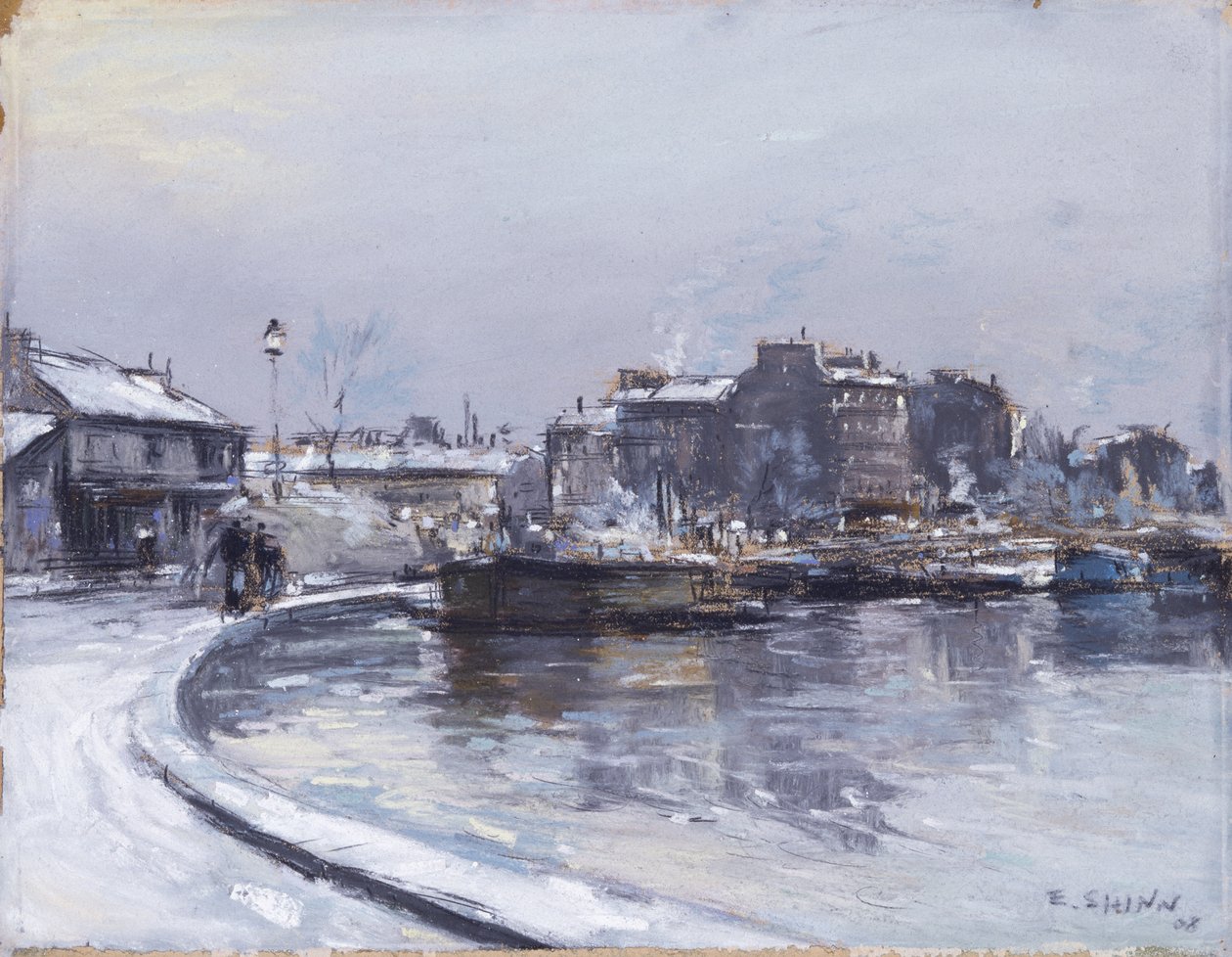 Ved Seinen (pastel på papir) af Everett Shinn