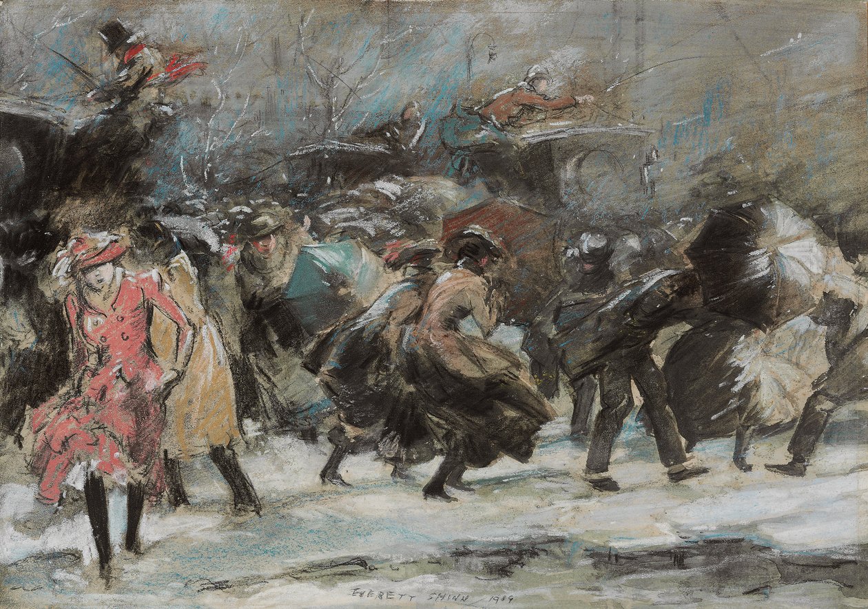 Snestorm på Broadway af Everett Shinn