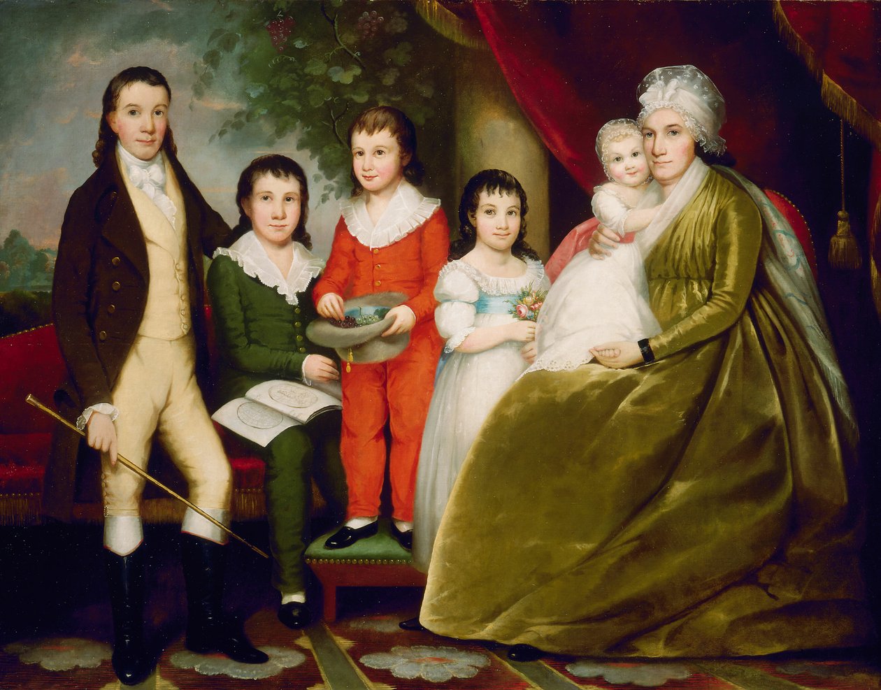 Mrs. Noah Smith og familie, ca. 1830. af Ezra Ames