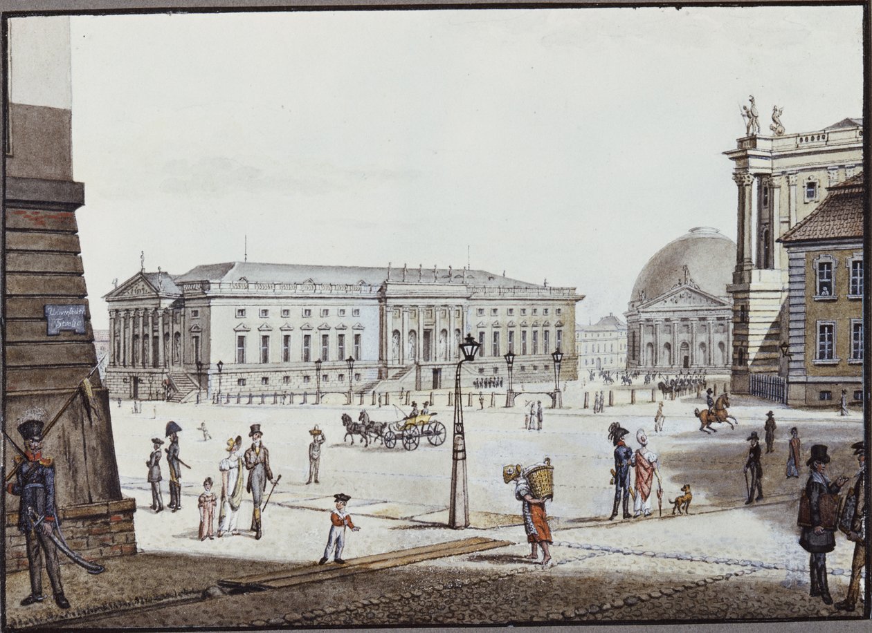 Opernplatz, Berlin (pen og blæk og wc på papir) af F.A. Calau