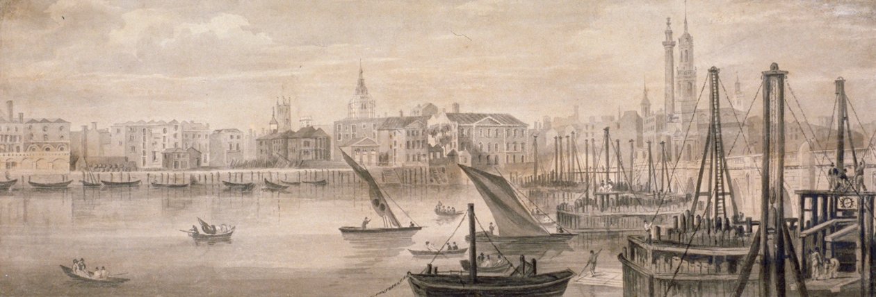 Old London Bridge, 1826. af F Jackson