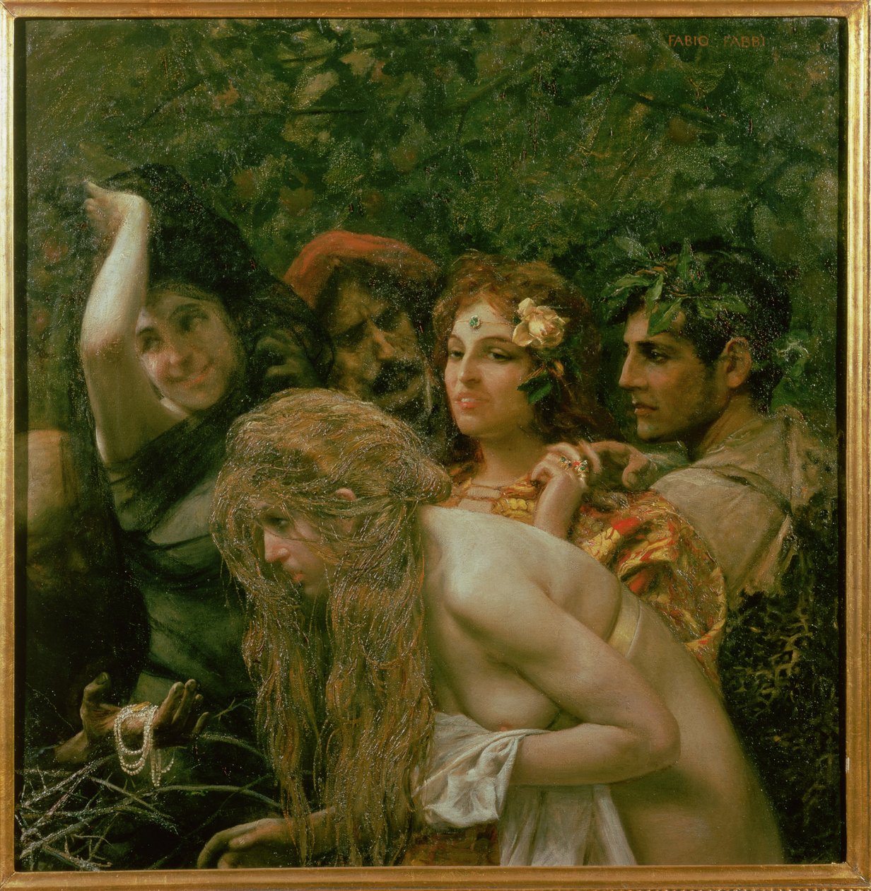 Selling the Slave Girl (olie på lærred) af Fabio Fabbi