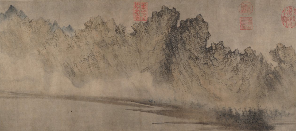 Skyede bjerge, ca. 1360-70. af Fang Congyi