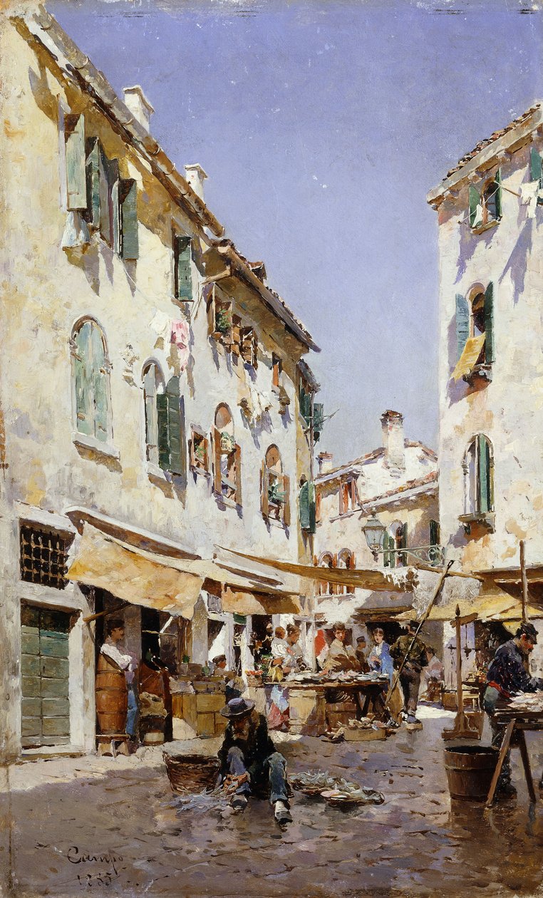 En gadescene, 1885 af Federico del Campo
