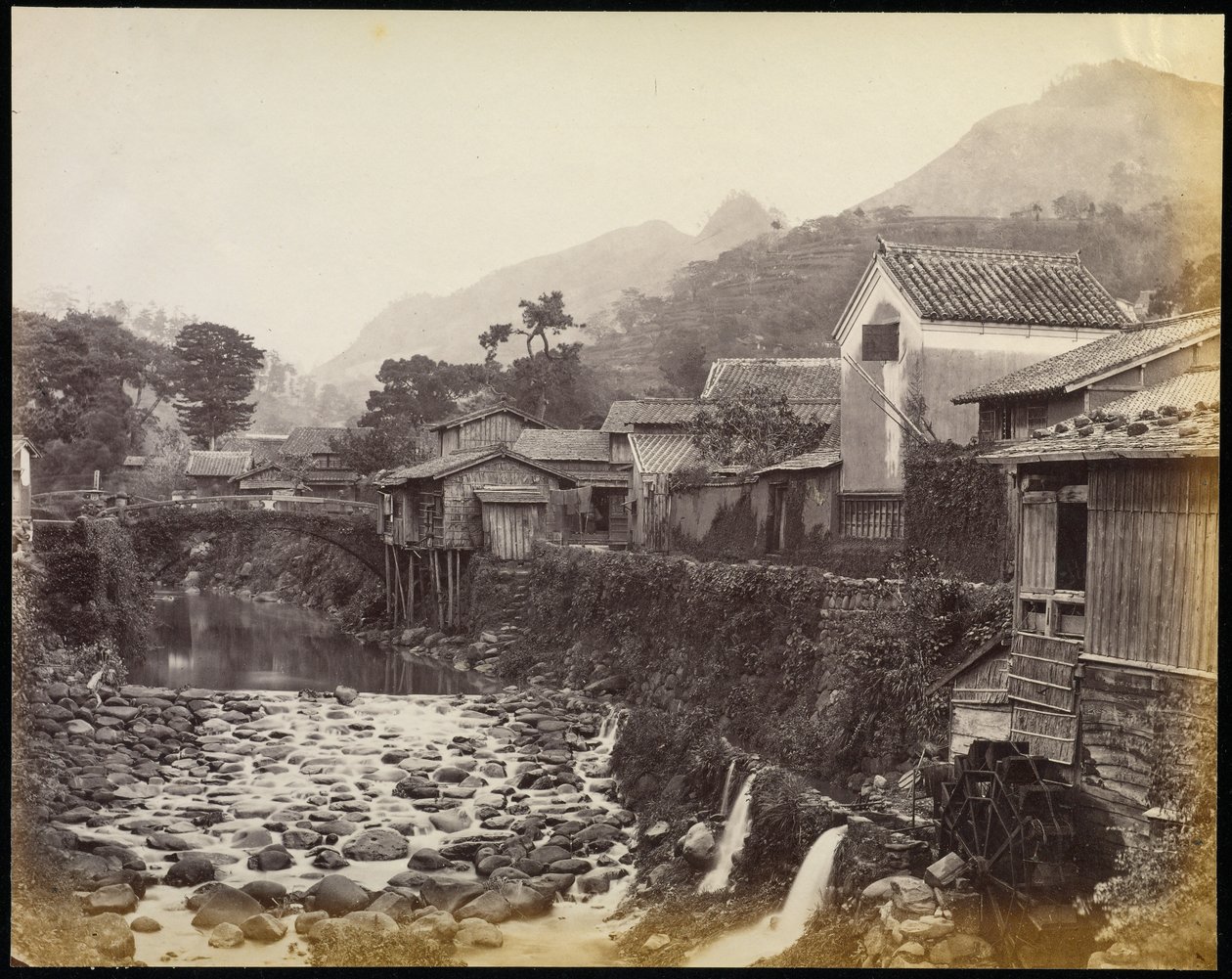 Nagasaki fra de indfødte byer i Creek af Felice Beato