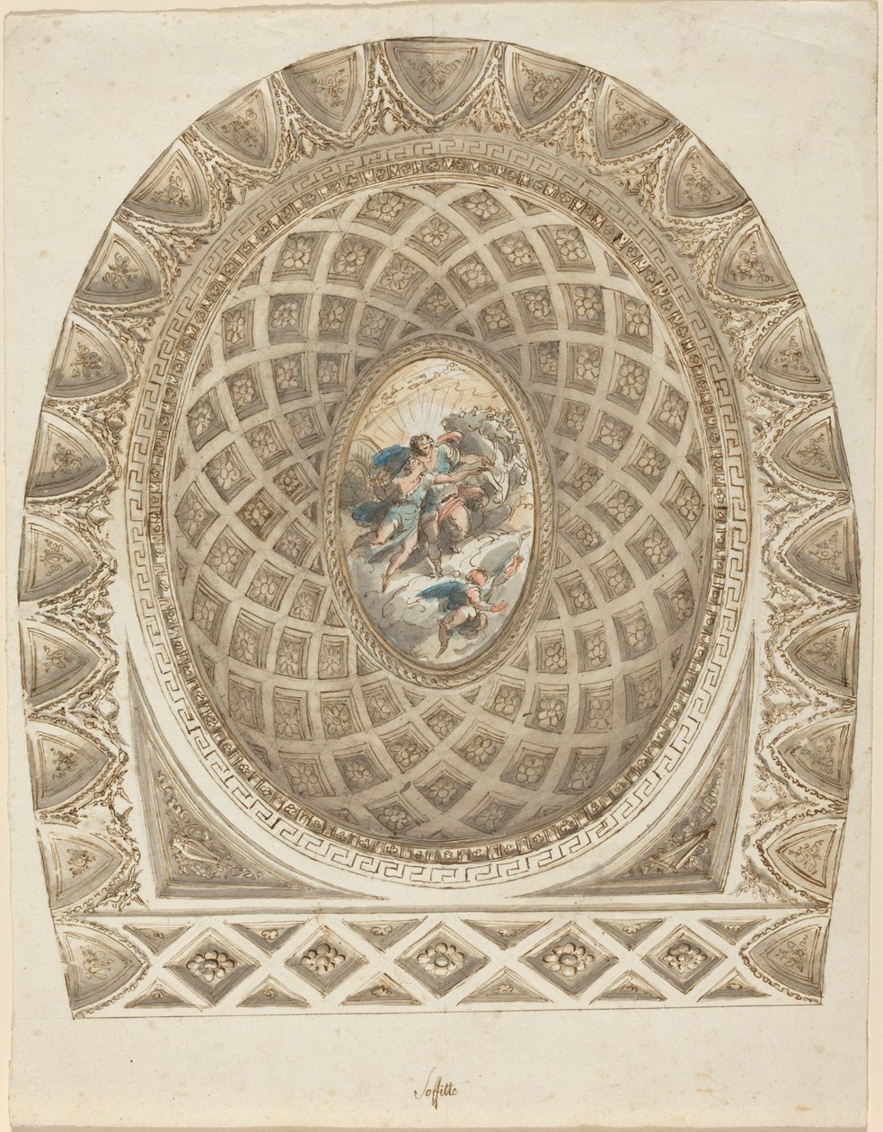 En Coffered Dome med Apollo og Phaeton af Felice Giani