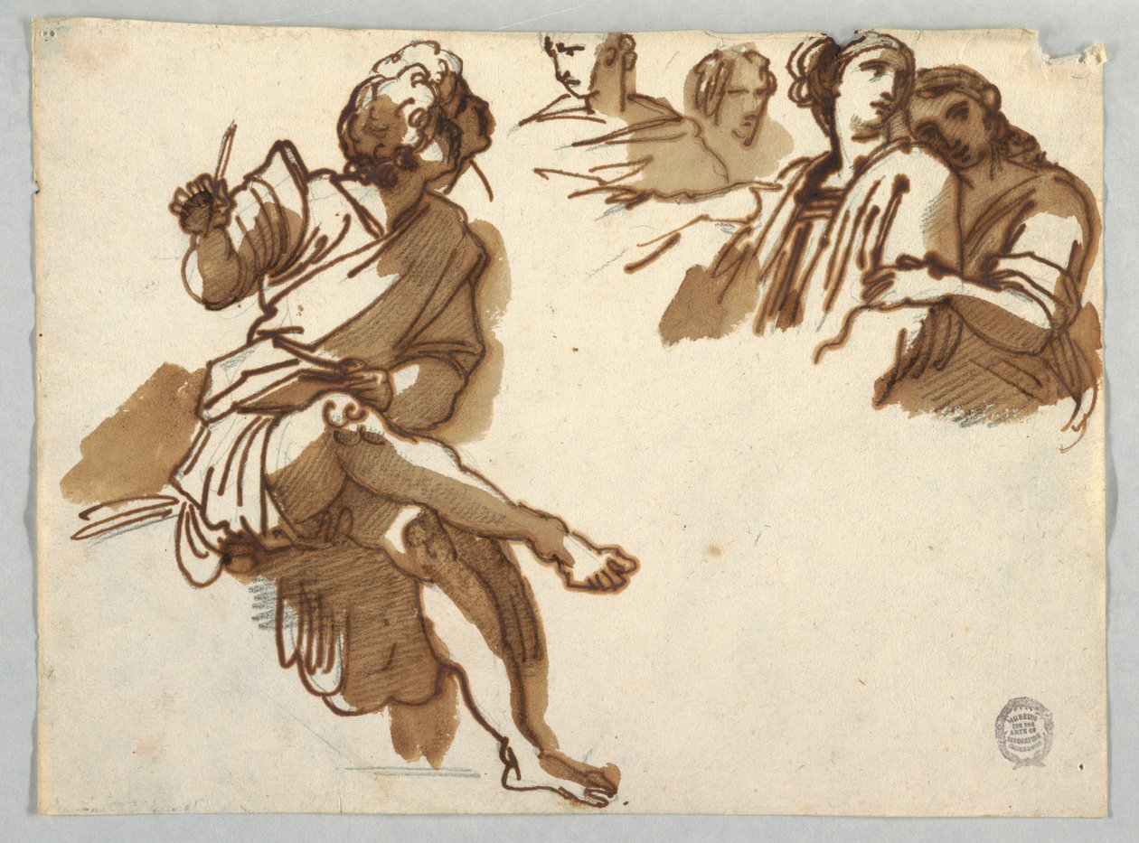 Fem figurer fra Parnassus af Raphael Sanzio af Felice Giani