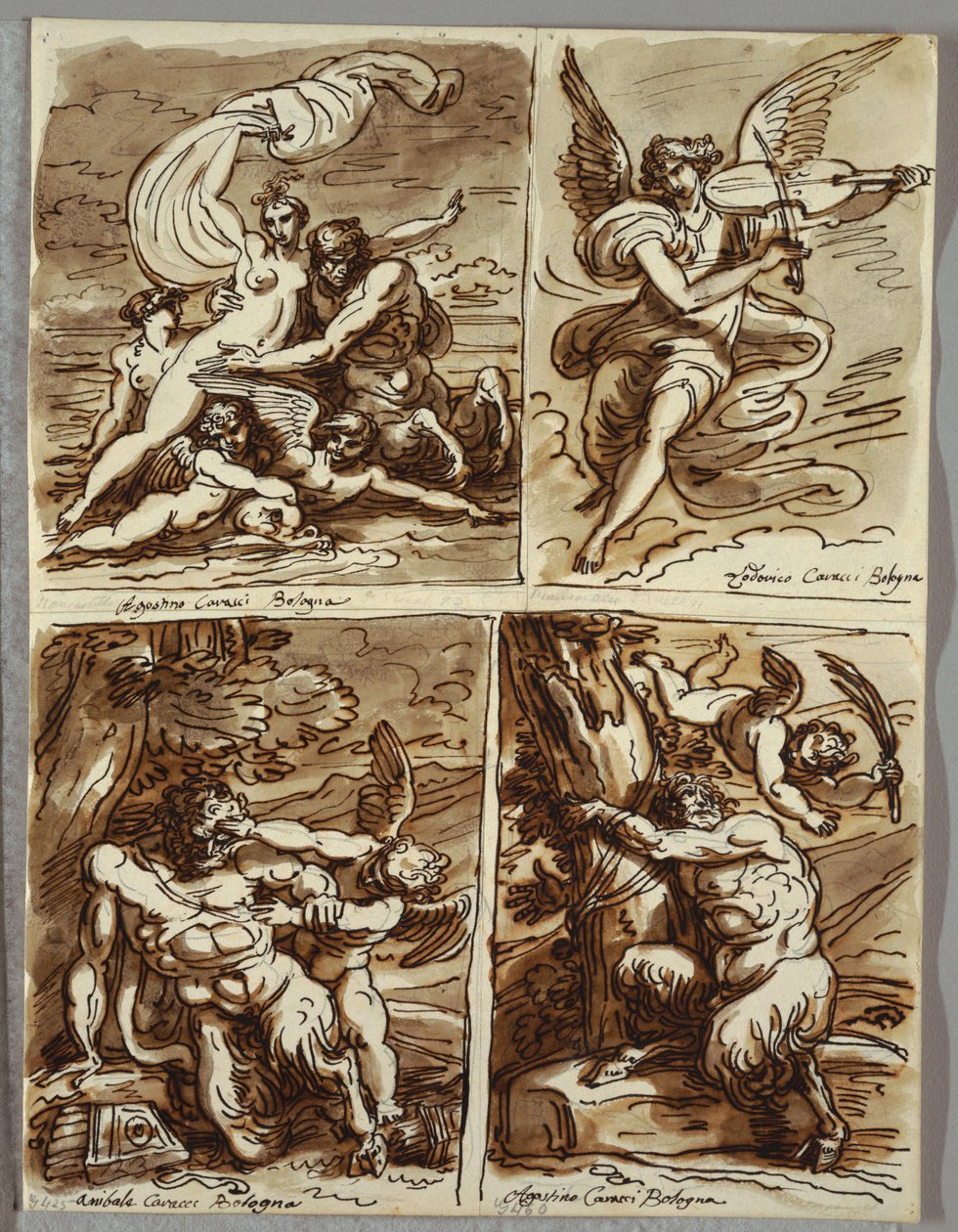 Glauco og Scylla, studie efter Agostino Carracci af Felice Giani
