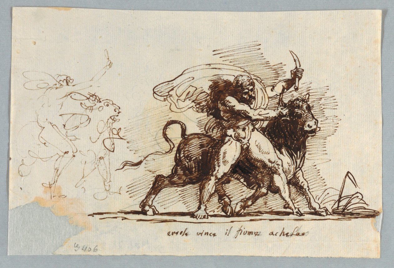 Hercules gengiver Horn fra Bull Achelous af Felice Giani