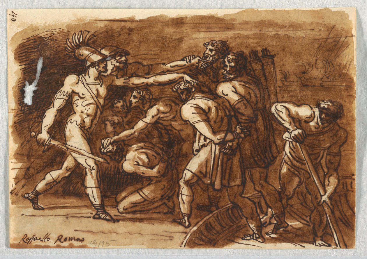Slaget ved Ostia, efter Giulio Romano af Felice Giani