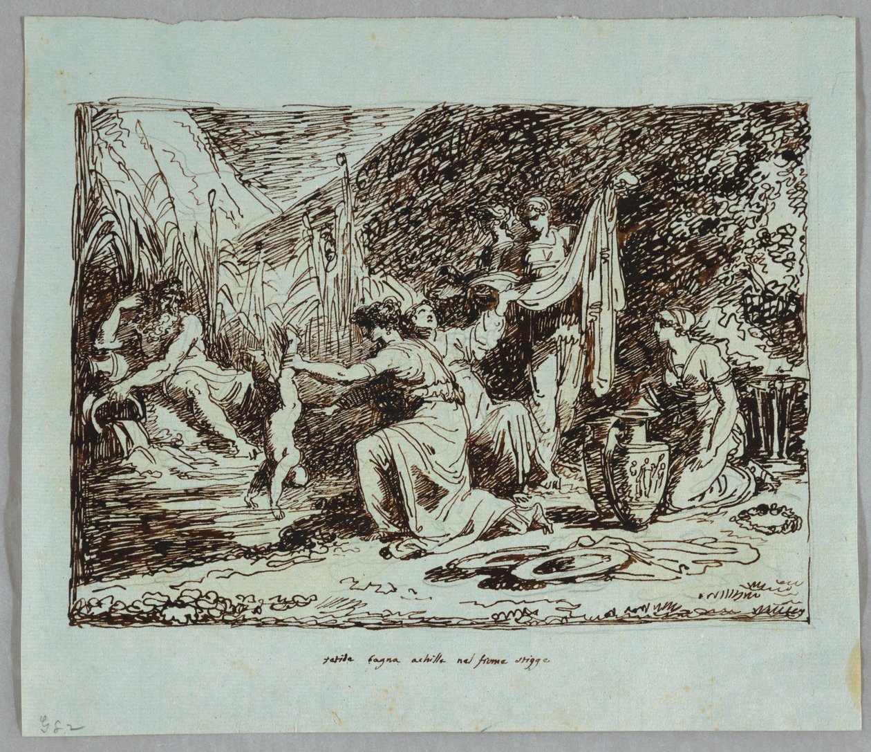 Thetis styrter Achilleus i floden Styx af Felice Giani