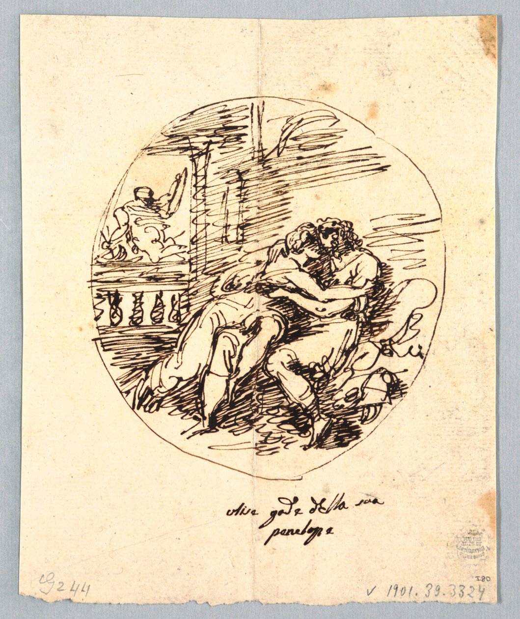 Ulysses og Penelope omfavner hinanden af Felice Giani