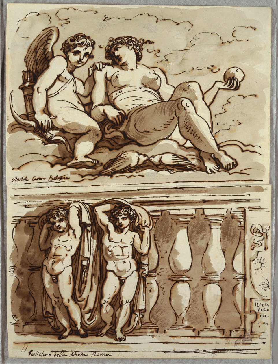 Venus og Amor, Studie efter Annibale Carracci af Felice Giani