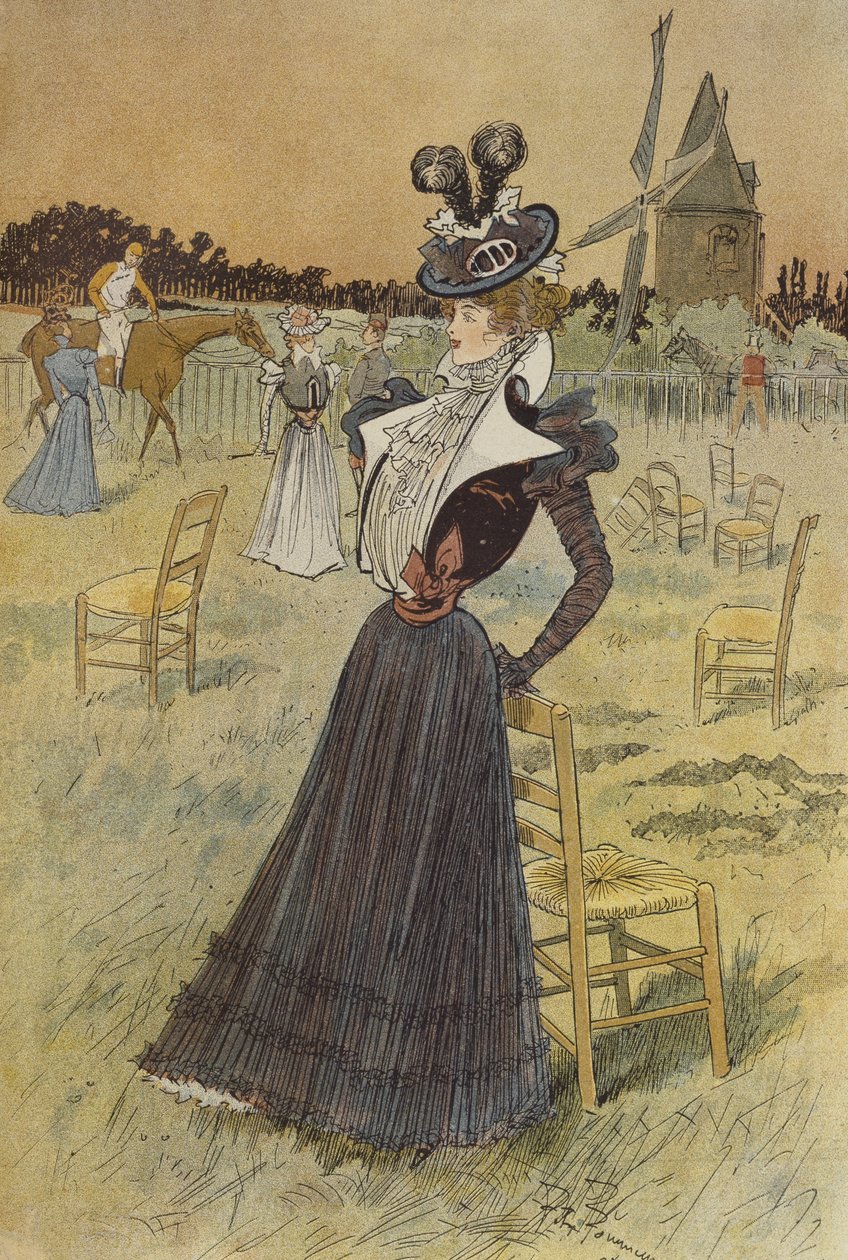 Modetallerken, på Longchamp, illustration fra "La Nouvelle Mode", 1897 af Felix Fournery