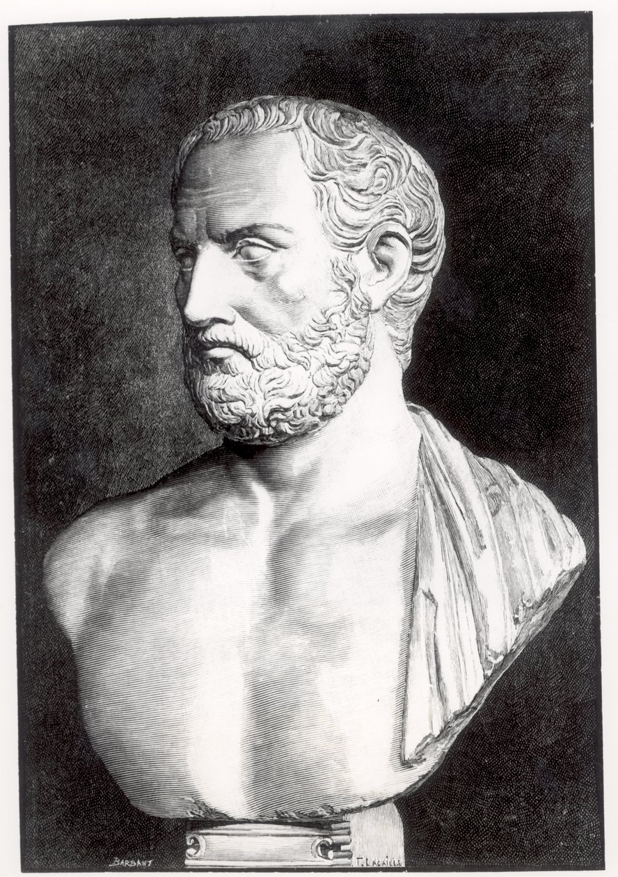 Buste af Thukydid (ca. 471-400 f.Kr.), graveret af Barbant af Felix Jules Lacaille