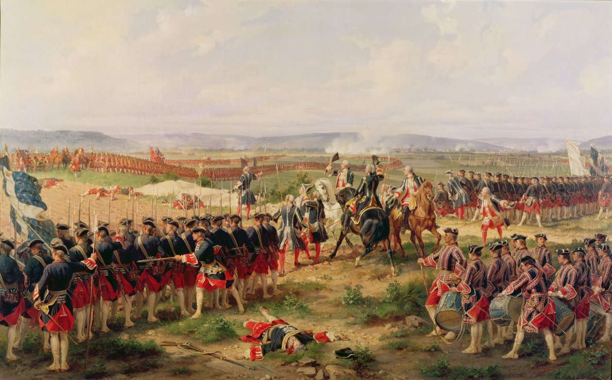 Slaget ved Fontenoy, 11. maj 1745: Franskmændene og de allierede konfronterer hinanden af Felix Philippoteaux