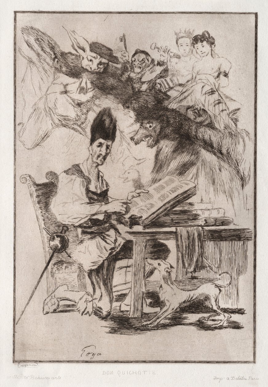 Don Quichote, efter Goya af Felix Bracquemond
