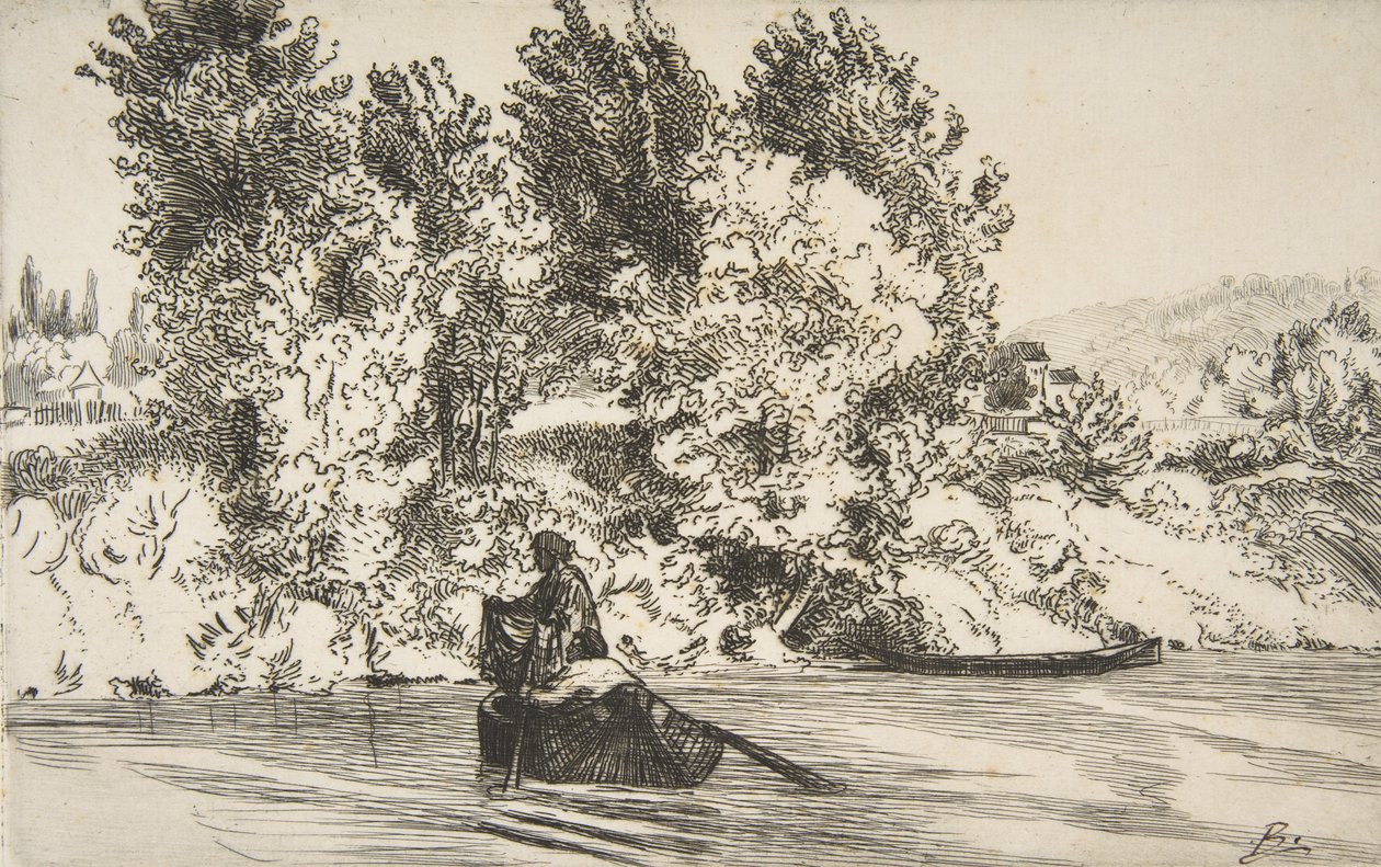 Fisker med net, 1868. af Felix Bracquemond
